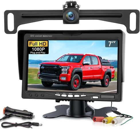 Kairiyard Backup Camera, 5inch Back up Camera for Car 170° Wide Angle DIY Grid Lines License Plate Reverse Rear View Camera Systems for Truck Car Trailer SUV in Kuwait