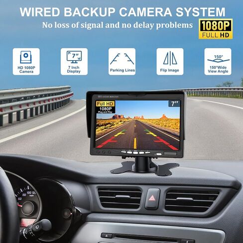 Kairiyard Backup Camera, 5inch Back up Camera for Car 170° Wide Angle DIY Grid Lines License Plate Reverse Rear View Camera Systems for Truck Car Trailer SUV in Kuwait