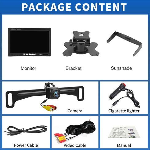 Kairiyard Backup Camera, 5inch Back up Camera for Car 170° Wide Angle DIY Grid Lines License Plate Reverse Rear View Camera Systems for Truck Car Trailer SUV in Kuwait