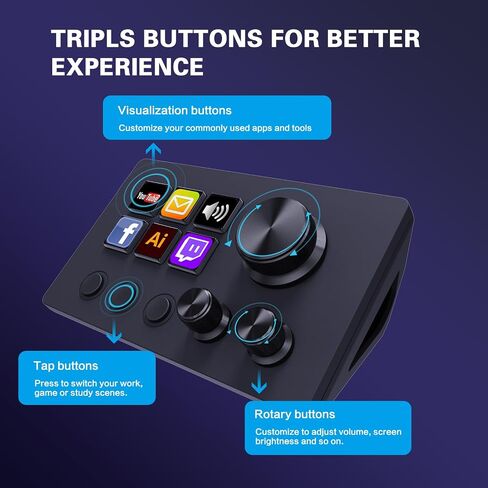 TreasLin VSDinside Stream Controller with 15 Customizable Macro Keypad to Trigger Actions in OBS Twitch YouTube for Content Creators Streaming Deck Compatible with PC & Mac HSV293S Black in Saudi Arabia
