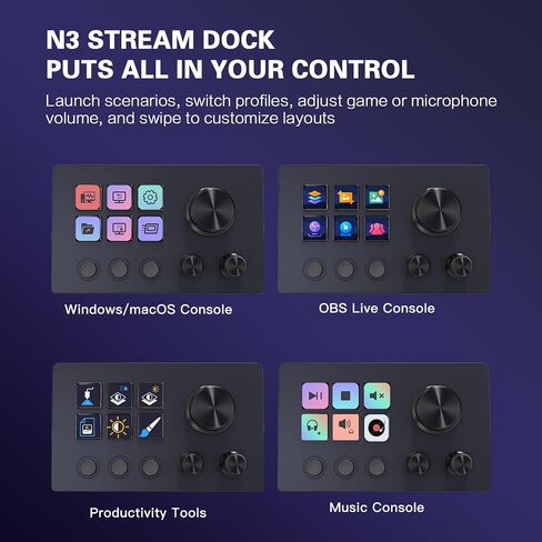 TreasLin VSDinside Stream Controller with 15 Customizable Macro Keypad to Trigger Actions in OBS Twitch YouTube for Content Creators Streaming Deck Compatible with PC & Mac HSV293S Black in Saudi Arabia
