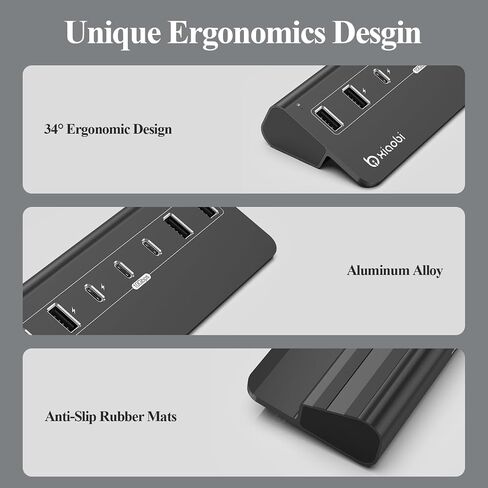 USB C HUB ، محور USB الذي يعمل بالطاقة مع محول طاقة 5V 3A ، 10 جيجابت في الثانية من مواقف USB مع 4 منافذ USB-A و 3 USB-C ، محول متعدد المنافذ من نوع C PORT AIR/PRO ، iPhone 16/15 ، الكمبيوتر المحمول وأكثر من ذلك in Kuwait