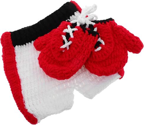 LIFKOME Adorable Baby Boxing Outfit Soft Knitted Photo Shoot Garment Unisex Newborn Photography Costumes 1 Set in Saudi Arabia