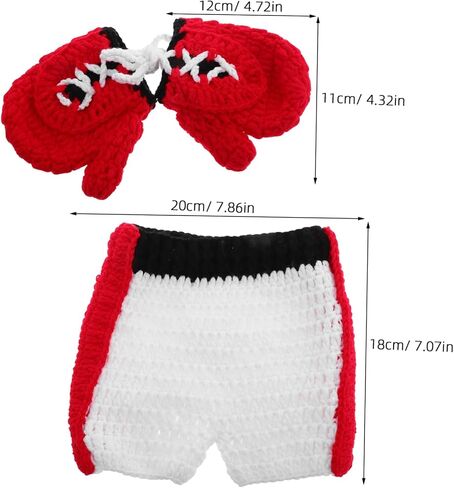 LIFKOME Adorable Baby Boxing Outfit Soft Knitted Photo Shoot Garment Unisex Newborn Photography Costumes 1 Set in Saudi Arabia