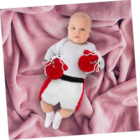 LIFKOME Adorable Baby Boxing Outfit Soft Knitted Photo Shoot Garment Unisex Newborn Photography Costumes 1 Set in Saudi Arabia