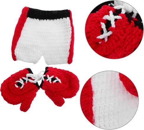 LIFKOME Adorable Baby Boxing Outfit Soft Knitted Photo Shoot Garment Unisex Newborn Photography Costumes 1 Set in Saudi Arabia