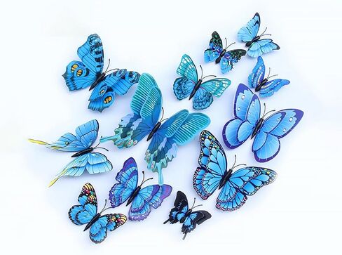 12pieces Lifelike 3D PET Butterfly Decoration Set - Vibrant Colors, Easy Hanging, Great for Weddings, Parties, Valentine's Day, Photo Booths, and Home Decor, Green in Saudi Arabia