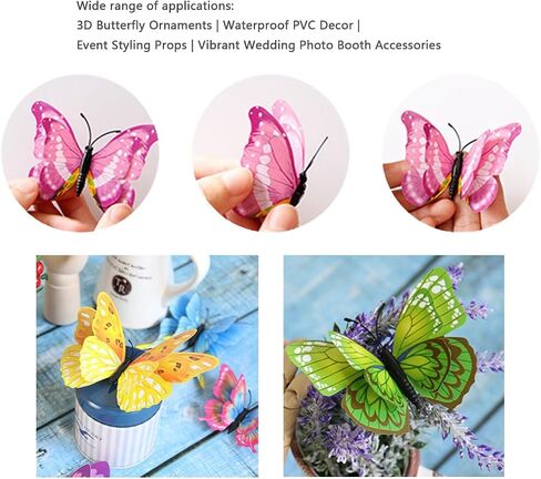 12pieces Lifelike 3D PET Butterfly Decoration Set - Vibrant Colors, Easy Hanging, Great for Weddings, Parties, Valentine's Day, Photo Booths, and Home Decor, Green in Saudi Arabia