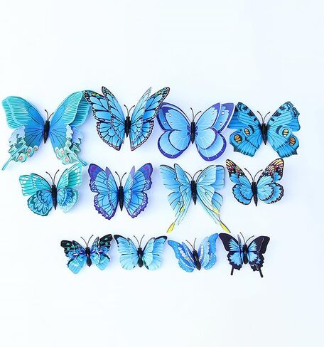 12pieces Lifelike 3D PET Butterfly Decoration Set - Vibrant Colors, Easy Hanging, Great for Weddings, Parties, Valentine's Day, Photo Booths, and Home Decor, Green in Saudi Arabia