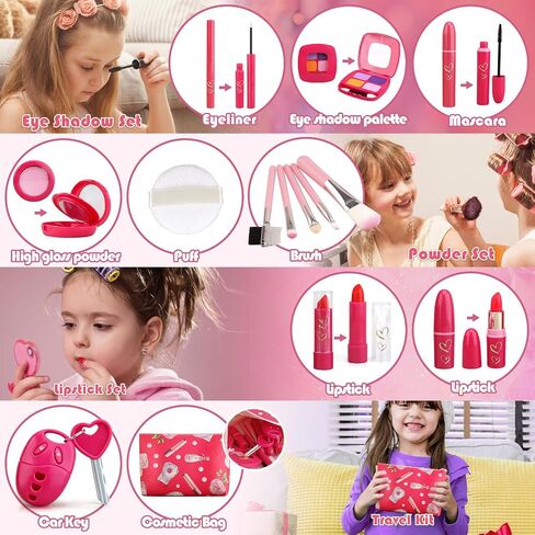 Pretend Makeup Kit for Kids 3-5, Blue Fake Makeup Set for Toddlers Girls, Play Makeup Gifts for Little Girls Age 3 4 5 6 7 Year Old, Make Up Toys Birthday in Saudi Arabia