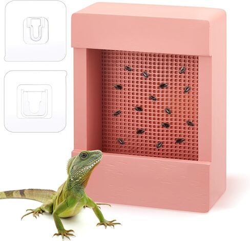 Chameleon Feeder Bearded Dragon Bug Bowl Wooden Bearded Dragon Feeder Insect Reptile Box with Grid Plate for Feeding Chameleon Gecko Lizard Frog Aquarium Accessories(Blue) in Saudi Arabia