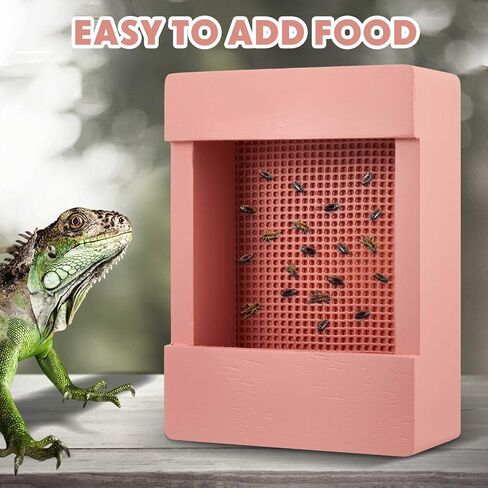 Chameleon Feeder Bearded Dragon Bug Bowl Wooden Bearded Dragon Feeder Insect Reptile Box with Grid Plate for Feeding Chameleon Gecko Lizard Frog Aquarium Accessories(Blue) in Saudi Arabia