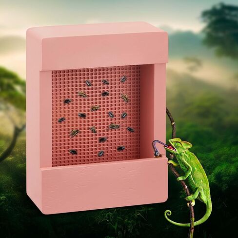 Chameleon Feeder Bearded Dragon Bug Bowl Wooden Bearded Dragon Feeder Insect Reptile Box with Grid Plate for Feeding Chameleon Gecko Lizard Frog Aquarium Accessories(Blue) in Saudi Arabia