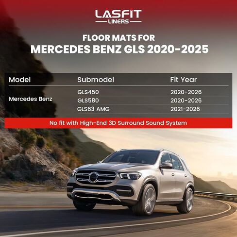LASFIT Cargo Mat Fits for Mercedes Benz GLS 2025 2024 2023-2020, Custom Fit GLS 450 580 63 AMG,All Weather TPE Cargo Liners,Cargo with Seatback in Saudi Arabia