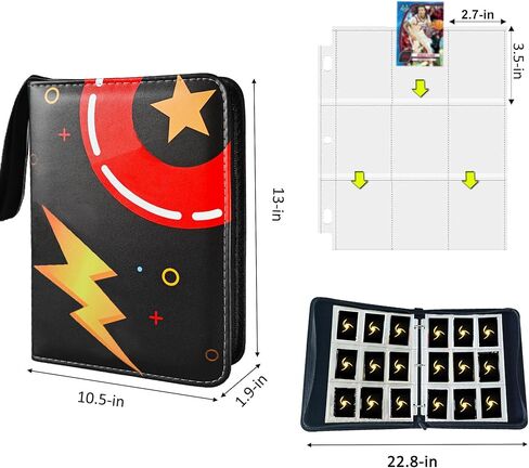 Card Binder Album 4 Pocket, 400 Pockets Trading Card Holder Binder with 50 Removable Sleeves, Zipper Card Book for Trading Cards, Game Sports Cards (Dragon) in Kuwait