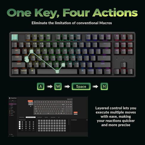 keychron k8 he tkl اللاسلكي بلوتوث 2.4g وضع ثلاثي الأسلوب السلكي لوحة مفاتيح قاعة قابلة للتبديل مع QMK عبر الزناد السريع للألومنيوم+الخشب لنظام التشغيل Windows Linux-Black in Saudi Arabia