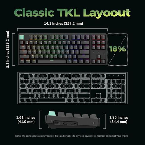keychron k8 he tkl اللاسلكي بلوتوث 2.4g وضع ثلاثي الأسلوب السلكي لوحة مفاتيح قاعة قابلة للتبديل مع QMK عبر الزناد السريع للألومنيوم+الخشب لنظام التشغيل Windows Linux-Black in Saudi Arabia
