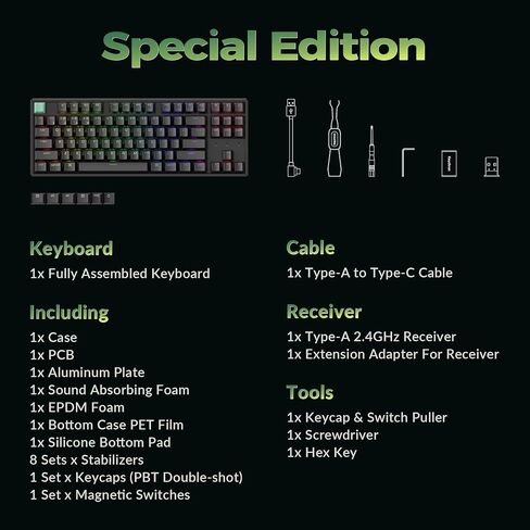 keychron k8 he tkl اللاسلكي بلوتوث 2.4g وضع ثلاثي الأسلوب السلكي لوحة مفاتيح قاعة قابلة للتبديل مع QMK عبر الزناد السريع للألومنيوم+الخشب لنظام التشغيل Windows Linux-Black in Saudi Arabia