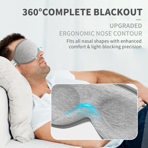 3D Sleep Mask for Men Women 2 Pack, Blackout Eye Mask for Sleeping Eye Mask for Side Sleeper, Memory Foam Adjustable&Washable, Airplane Travel Essentials Couples Yoga Meditation Office Night, Black in Saudi Arabia