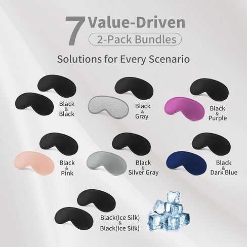 3D Sleep Mask for Men Women 2 Pack, Blackout Eye Mask for Sleeping Eye Mask for Side Sleeper, Memory Foam Adjustable&Washable, Airplane Travel Essentials Couples Yoga Meditation Office Night, Black in Saudi Arabia