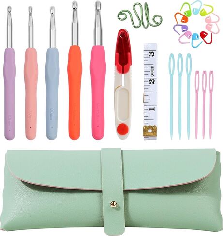KOKNIT 5 pcs Large Crochet Hook Set for Arthritic Hands Ergonomic (6.5mm/7mm/8mm/9mm/10mm), Crochet Needle Kit for Adults with Tools Accessories, Pink in Saudi Arabia