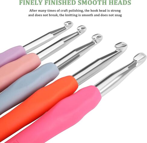 KOKNIT 5 pcs Large Crochet Hook Set for Arthritic Hands Ergonomic (6.5mm/7mm/8mm/9mm/10mm), Crochet Needle Kit for Adults with Tools Accessories, Pink in Saudi Arabia