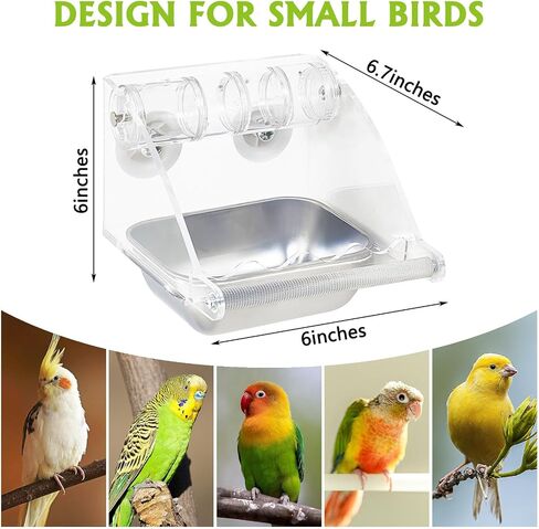 BNOSDM Bird Feeder for Cage with Stainless Steel Food & Water Bowl Acrylic Parakeet Seed Dishes with Anti-Slip Perch Stand for Parrot, Cockatiel, Lovebird, Canary, Finch,Conure,Cockatoo, Pigeon in Saudi Arabia