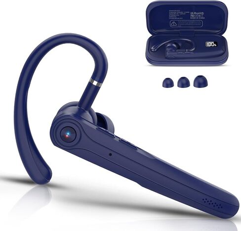 Bluetooth Headset, Wireless Bluetooth Earpiece with ENC Noise Canceling Mic, Talk Single-Ear Headphones, Waterproof Hand-Free Earphone for Business/Trucker/Driver, HEI in Kuwait