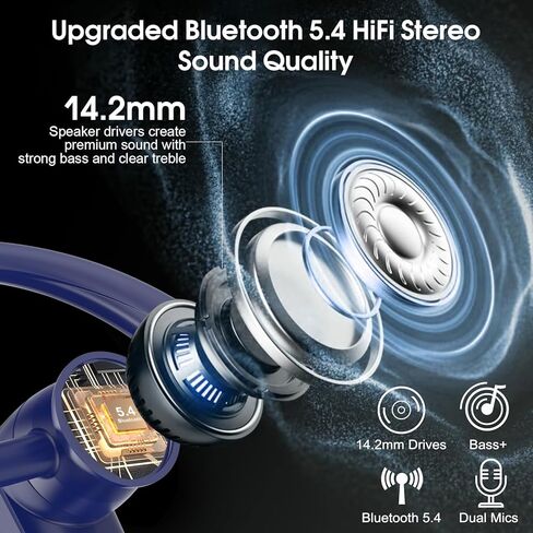 Bluetooth Headset, Wireless Bluetooth Earpiece with ENC Noise Canceling Mic, Talk Single-Ear Headphones, Waterproof Hand-Free Earphone for Business/Trucker/Driver, HEI in Kuwait
