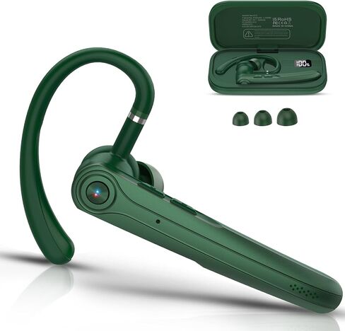 Bluetooth Headset, Wireless Bluetooth Earpiece with ENC Noise Canceling Mic, Talk Single-Ear Headphones, Waterproof Hand-Free Earphone for Business/Trucker/Driver, HEI in Kuwait