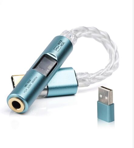 NK1 MAX USB C to 3.5mm Female Headphone Jack Adapter, Hi-Res 32bit/384KHz USBC to Aux Audiophile DAC Dongle Adapter with Silver-Plated OCC Cable, Compatible with iPhone 16/Android/Tablet/PC(Silver) in Kuwait