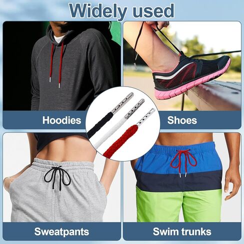 2pcs سلك الرباط مع أداة threader Spring ، والبديل الرباط للرواط sweatshirt swingshirt السراويل السراويل سراويل أكياس معاطف - أسود in Kuwait