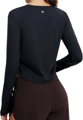 baleaf Women's Long Sleeve Workout Tops Lightweight Athletic Running Shirts Soft Casual Gym Sports T-Shirt Thumb Loop in Saudi Arabia