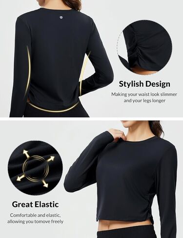 baleaf Women's Long Sleeve Workout Tops Lightweight Athletic Running Shirts Soft Casual Gym Sports T-Shirt Thumb Loop in Saudi Arabia