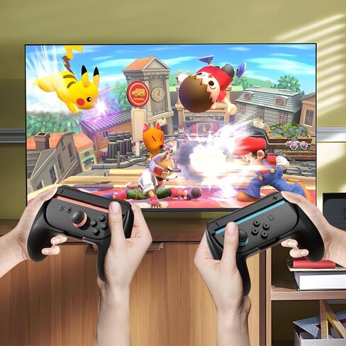 Hand Grips & Steering Wheels 4-Pack Kit for Nintendo Switch 2 (2025), Joy-Con Controller Handles for Mario Kart World/8 Deluxe Ergonomic Anti-Slip Design Family Party Accessories (Blue Orange) in Saudi Arabia