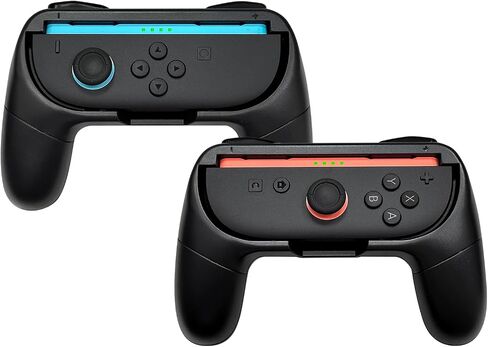 Hand Grips & Steering Wheels 4-Pack Kit for Nintendo Switch 2 (2025), Joy-Con Controller Handles for Mario Kart World/8 Deluxe Ergonomic Anti-Slip Design Family Party Accessories (Blue Orange) in Saudi Arabia