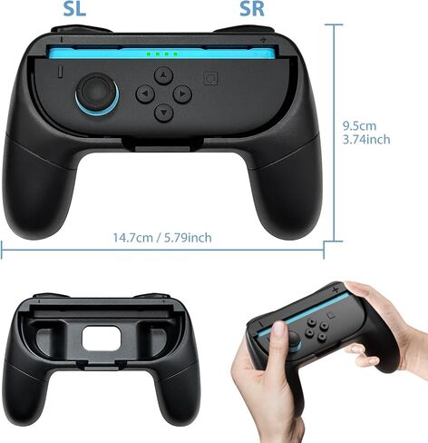 Hand Grips & Steering Wheels 4-Pack Kit for Nintendo Switch 2 (2025), Joy-Con Controller Handles for Mario Kart World/8 Deluxe Ergonomic Anti-Slip Design Family Party Accessories (Blue Orange) in Saudi Arabia