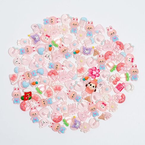 Charms 100PCS Kawaii Flatback Resin Charms for Crafts, Cabochon for DIY Projects, Slime Charm, Resin Art, Scrapbooking, Phone Case & Accessories (Multicolor) in Saudi Arabia