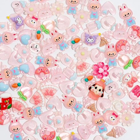 Charms 100PCS Kawaii Flatback Resin Charms for Crafts, Cabochon for DIY Projects, Slime Charm, Resin Art, Scrapbooking, Phone Case & Accessories (Multicolor) in Saudi Arabia