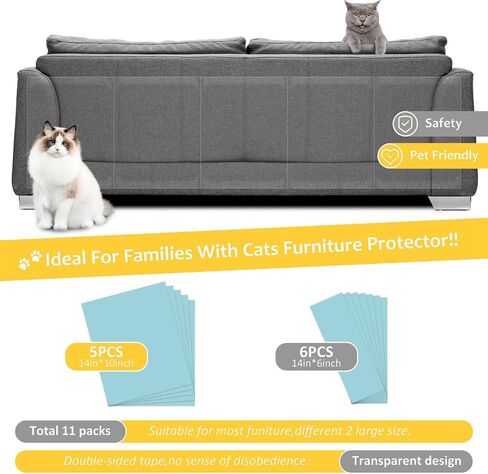 XMZCYMyo Anti Cat Scratch Furniture Protectors, 10 PCS Cat Scratch Deterrent Tape, Couch Corner Protectors for Cats in Saudi Arabia