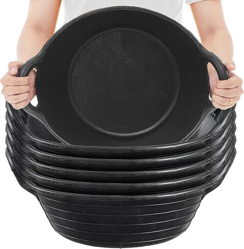 Maxdot 3 Pieces Rubber Feed Pan with Handle 3 Gallon Durable Versatile Horse Feeder Bucket for Livestock Animal Pets Feeding Watering Bowl Supplies in Saudi Arabia