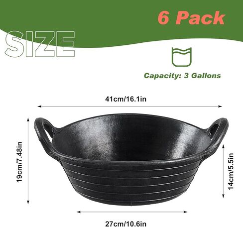 Maxdot 3 Pieces Rubber Feed Pan with Handle 3 Gallon Durable Versatile Horse Feeder Bucket for Livestock Animal Pets Feeding Watering Bowl Supplies in Saudi Arabia