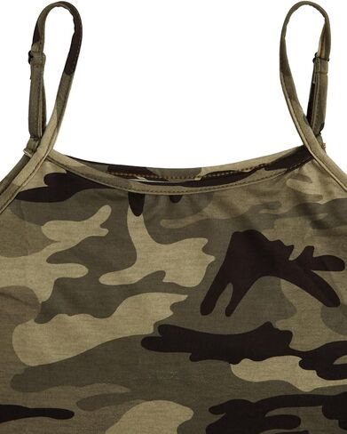 Wdirara Girl's Leopard Print Cami Top Crew Neck Spaghetti Strap Camisole Slim Fit Crops in Saudi Arabia