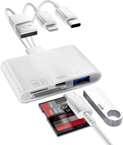 قارئ بطاقة XD USB C و Lightning ، 3 في 1 SD/TF/XD-Picture Card Reader ، محول بطاقة XD-Picture Card Plug OTG وتشغيل الكاميرا لجهاز iPhone 16/15/14 و iPad و MacBook و PC و Android in Kuwait
