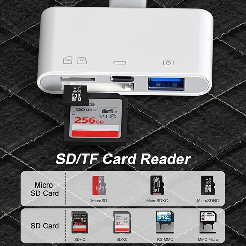 قارئ بطاقة XD USB C و Lightning ، 3 في 1 SD/TF/XD-Picture Card Reader ، محول بطاقة XD-Picture Card Plug OTG وتشغيل الكاميرا لجهاز iPhone 16/15/14 و iPad و MacBook و PC و Android in Kuwait