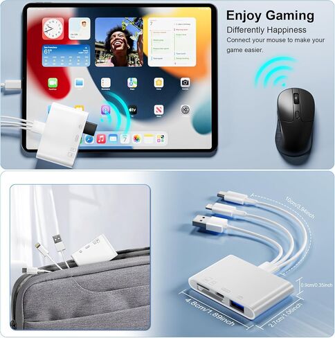 قارئ بطاقة XD USB C و Lightning ، 3 في 1 SD/TF/XD-Picture Card Reader ، محول بطاقة XD-Picture Card Plug OTG وتشغيل الكاميرا لجهاز iPhone 16/15/14 و iPad و MacBook و PC و Android in Kuwait