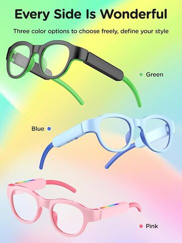 كيدز الأزرق ضوء النظارات مع صوت Bluetooth ، نظارات ذكية ، RGB 7-Color Light ، هدايا نظارات الأطفال الذكية in Kuwait