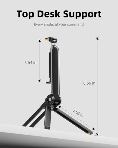 TODI Foldable Mini Phone Tripod - Pocket Cell Phone Stand for Vlog Video, Small Tripod with Universal Phone Holder & Cold Shoe, Lightweight Phone Stand Compatible with iPhone Android in Kuwait