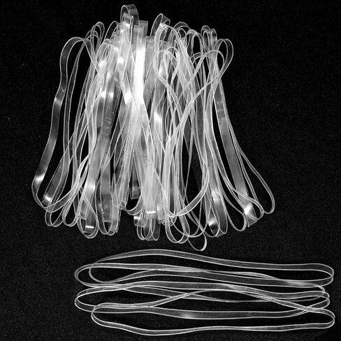 50 Pcs Clear Rubber Bands 200x5mm (Perimeter x Width) Transparent TPU Rubberband Clear Elastic for Home Office Crafts in Kuwait