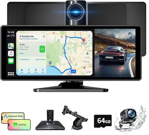 شاشة Carplay لاسلكية مقاس 7 بوصات للسيارة، شاشة لمس ستيريو محمولة للسيارة مع A-pple Carplay وAndroid Auto، شاشة تشغيل السيارة مع كاميرا احتياطية، ملاحة GPS، التحكم الصوتي، رابط المرآة، بلوتوث، FM in Saudi Arabia